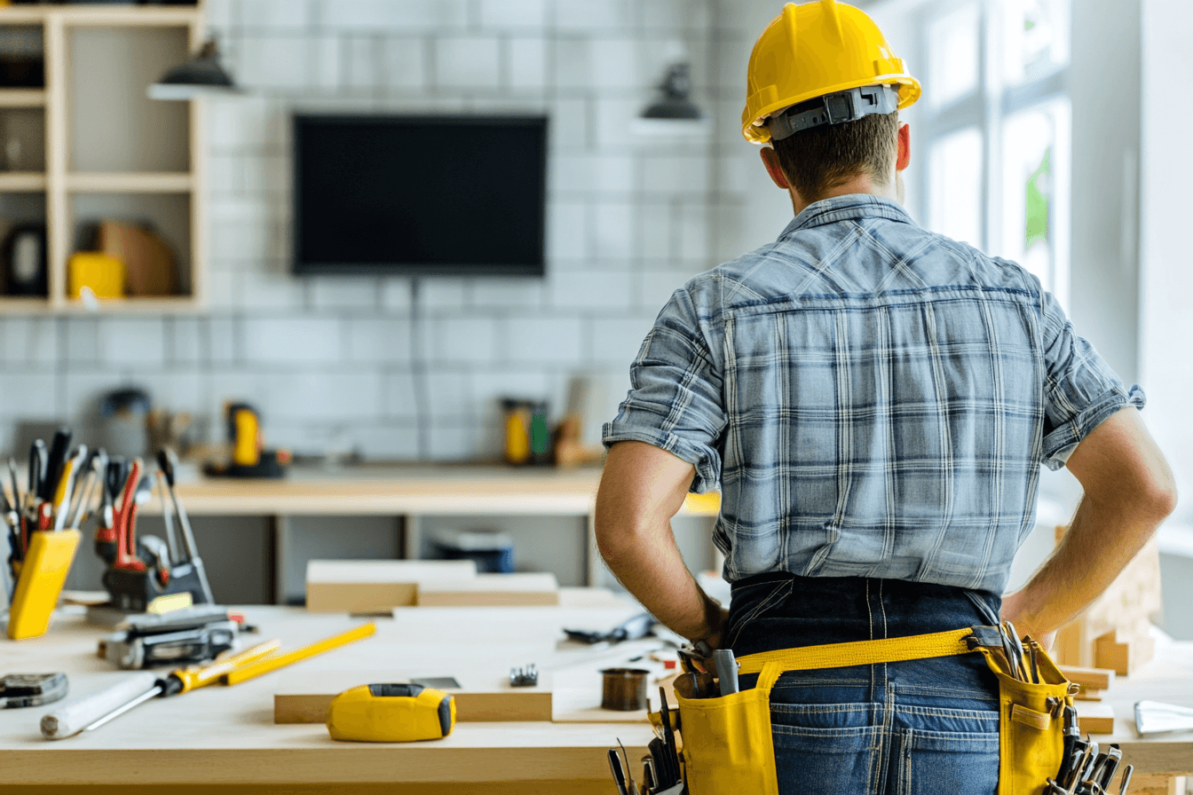 Picture of a handyman working at a table